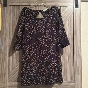 Navy Blue and Tan Sheath Dress